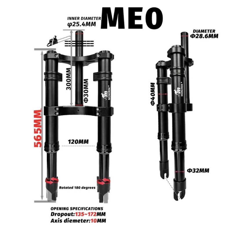 Prednji ovjes Monorim ME0 Air - Hidraulic version 565mm x 165mm  - 2 
Kompatibilnost: Monorim ME0 Air prednji ovjes Hidraulic ve