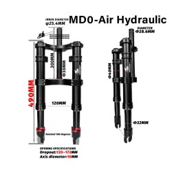 Priekinė pakaba Monorim MD0 Air Hydraulic 490mm x 165mm  - 2 
Suderinamumas: tinka suderinamiems Monorim MD0 priekines sakutes m
