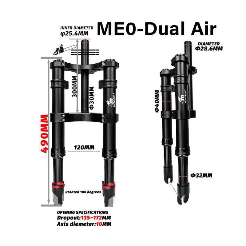 Suspensión delantera Monorim ME0 Dual Air 565mm x 165mm  - 7 
Compatibilidad: suspensión delantera Monorim ME0 Dual Air 565mm x 