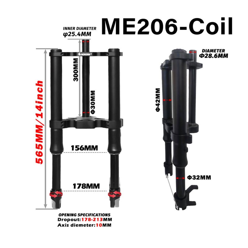 Predni odpruzeni Monorim ME206 Dual Air version 565mm x 206mm  - 1 Kompatibilita: predni odpruzeni Monorim ME206 Dual Air, forma