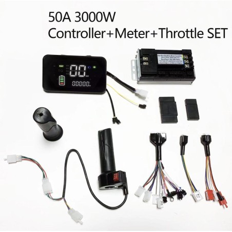 Sinusgolf brushless motor controller kit 48V 84V 50A 3000W met gashendel en display  - 1 Productlijst

50A controller + 1 gashen