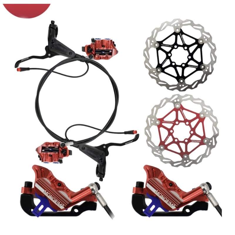 Täielik Monorim EB01 4-kolviline hüdropidurikomplekt – hoovad, pidurisadulad, tross ja piduriketas Monorim - 1 Täielik Monorim E