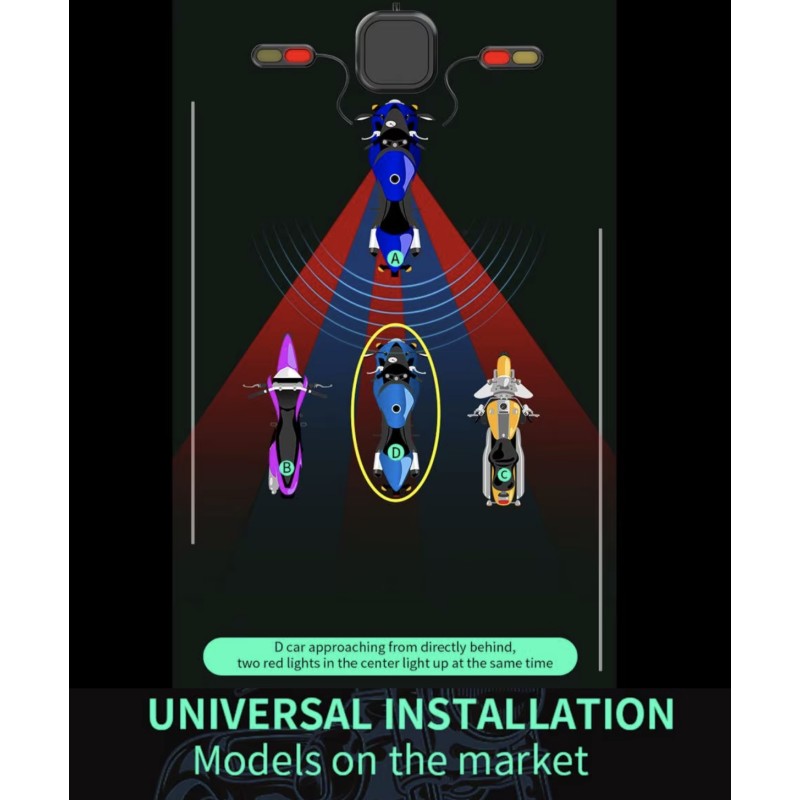 Sistema de deteção de ângulo morto à prova de água (ângulo de 130º) para scooter, bicicleta ou motociclo KROXNE - 4  