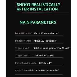 Waterdicht dodehoekdetectiesysteem (130º hoek) voor scooter, fiets of motorfiets KROXNE - 8  